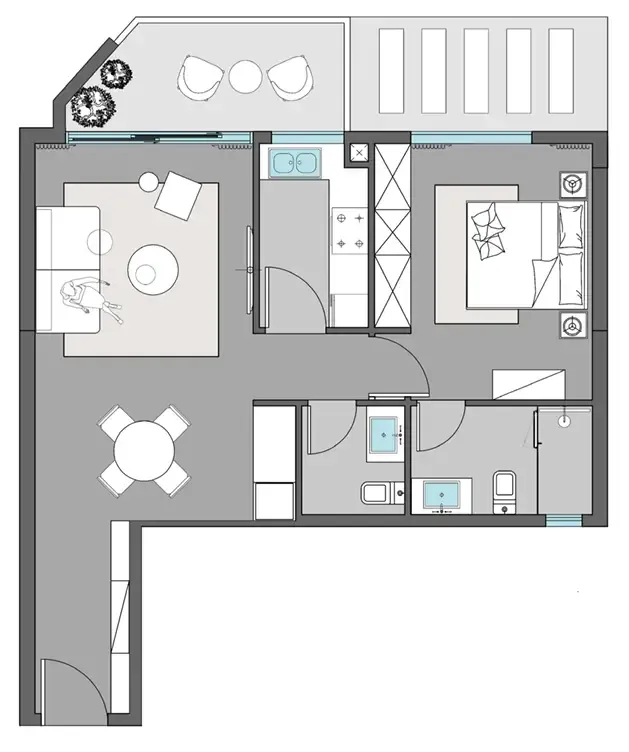 Dreamlife Residences 1 bed floor plan, 811 sqft