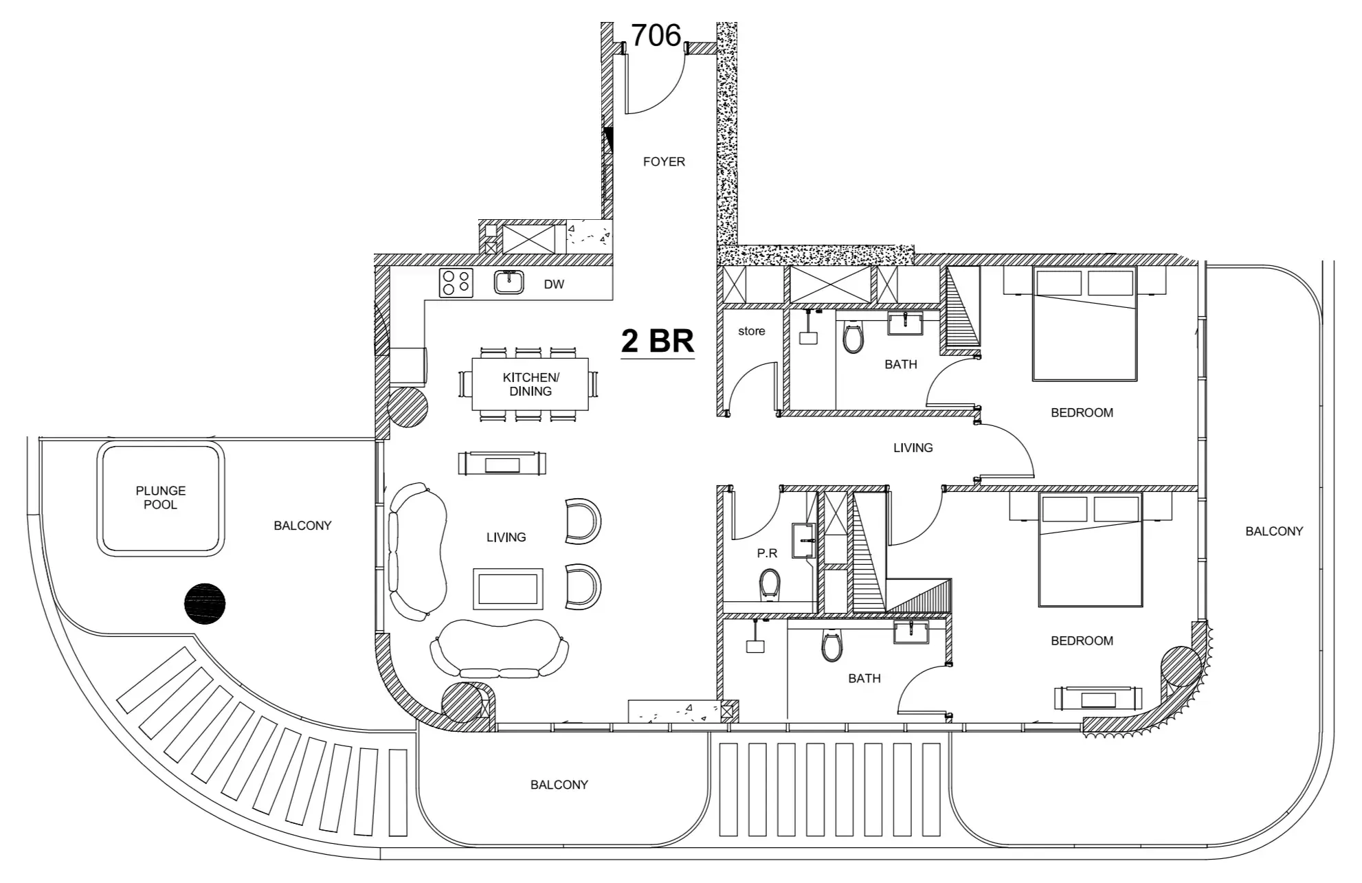 Villa Del Brunello 2 bed floor plan, 1,923 sqft