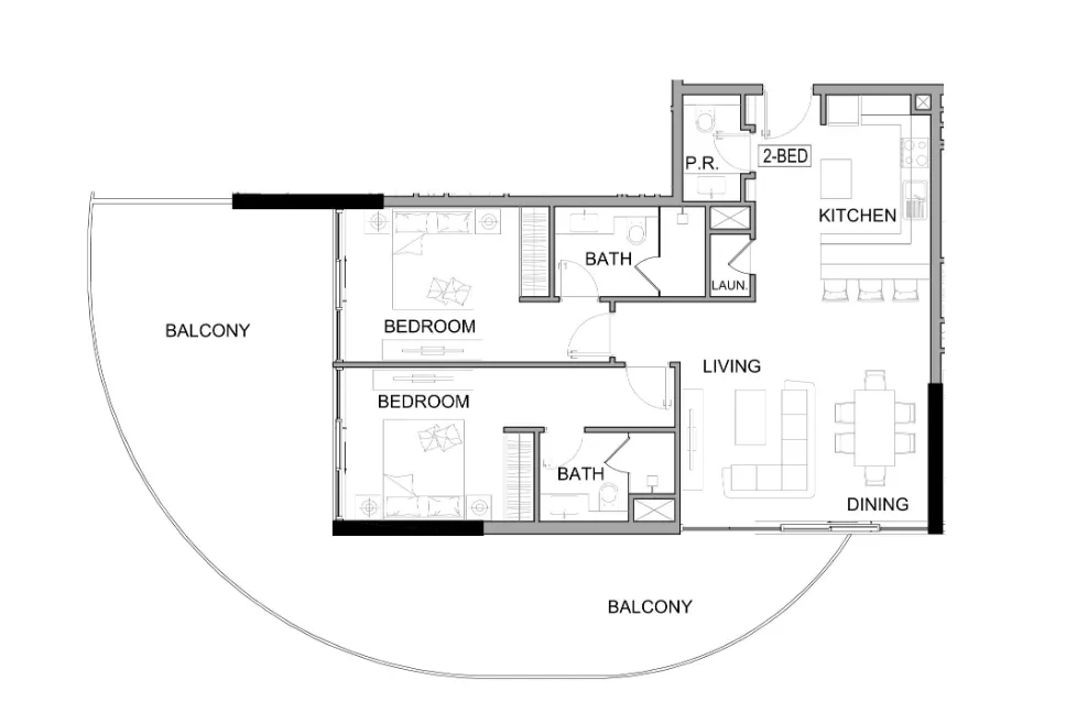 Damac Lagoons Views Phase 2 2 bed floor plan, 1,580 sqft