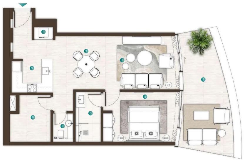 La Mer by Elie Saab 1 bed floor plan, 974 sqft
