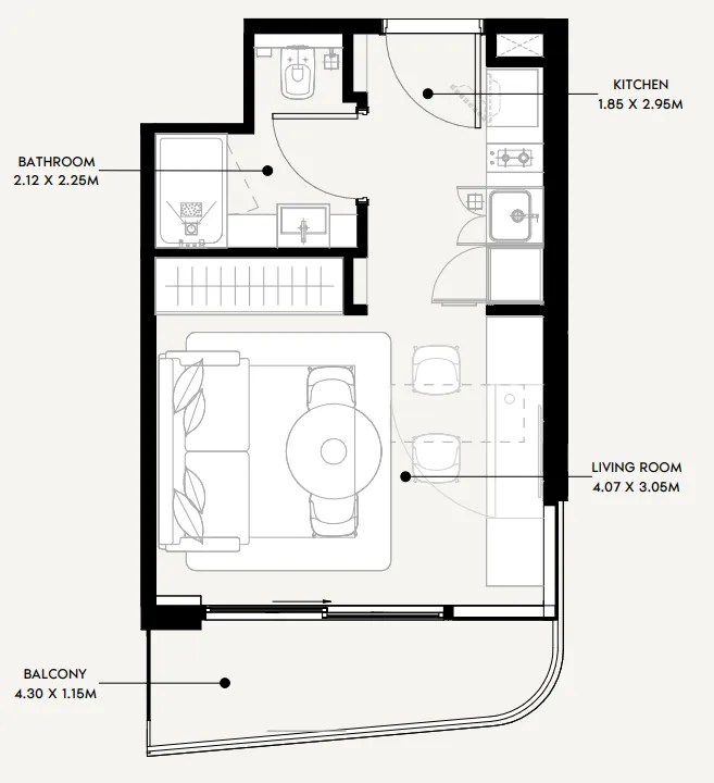 Azizi Sakandar Studio floor plan, 339 sqft