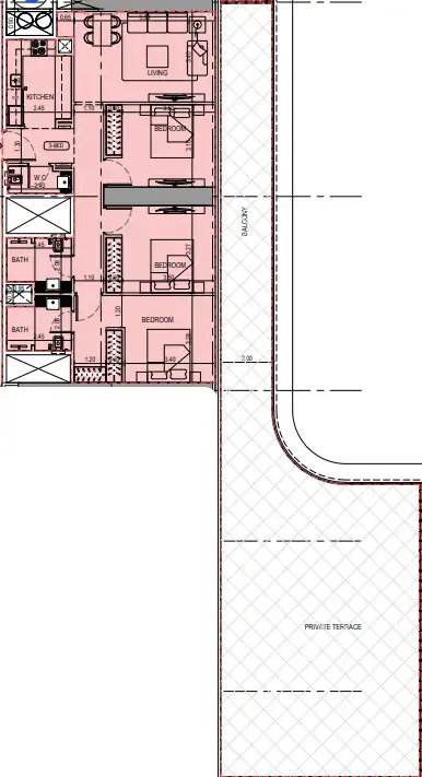 Binghatti Sky Terraces 3 bed floor plan, 2,521 sqft