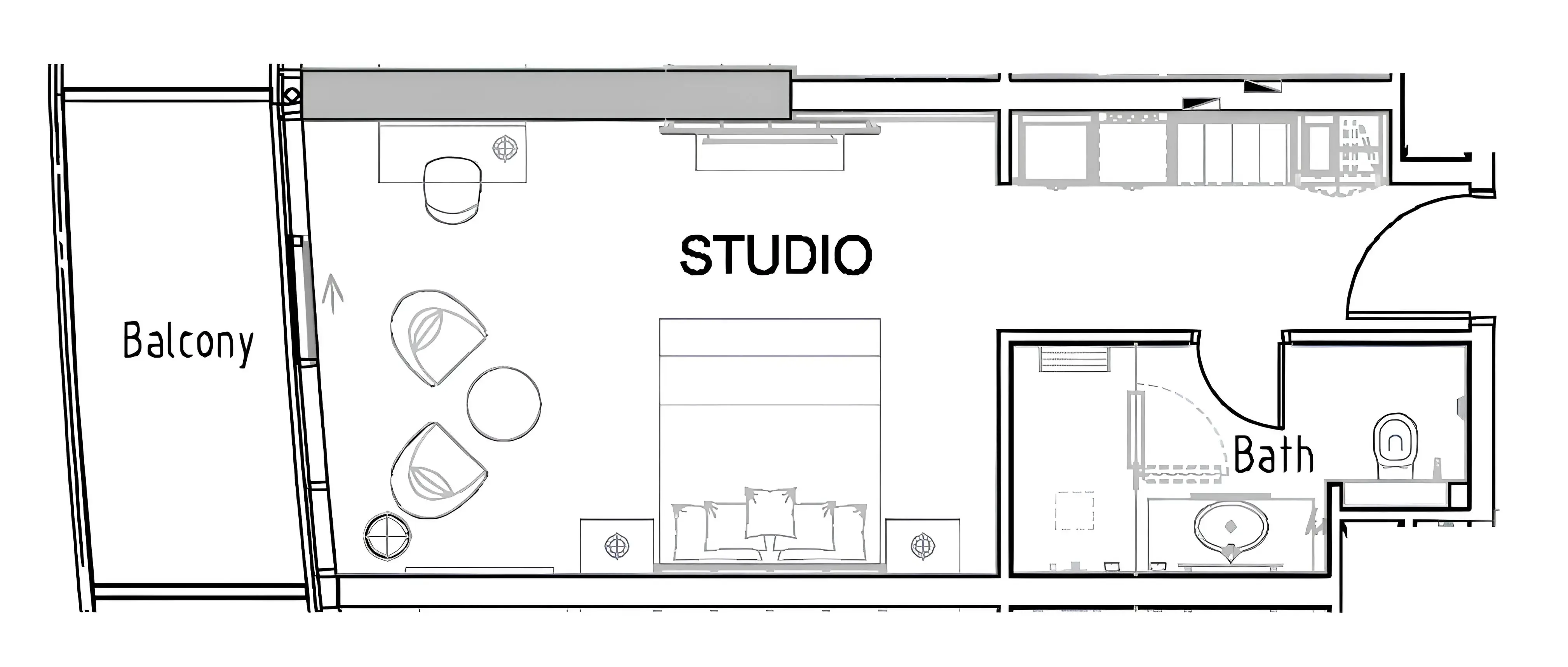 Damac Hills - Artesia Studio floor plan, 490 sqft