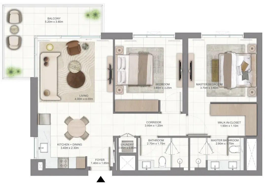 Golf Vale 2 bed floor plan, 1,070 sqft