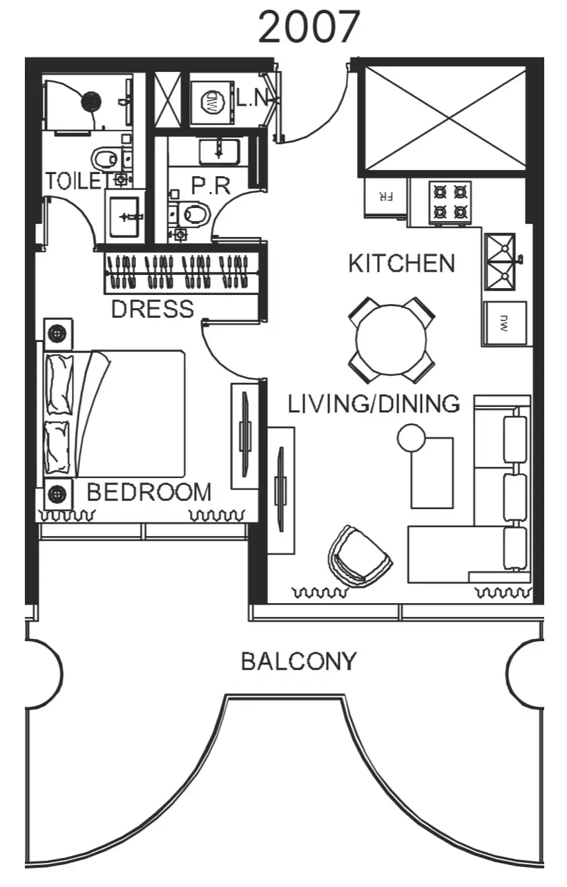 The WOW Tower 1 bed floor plan, 764 sqft