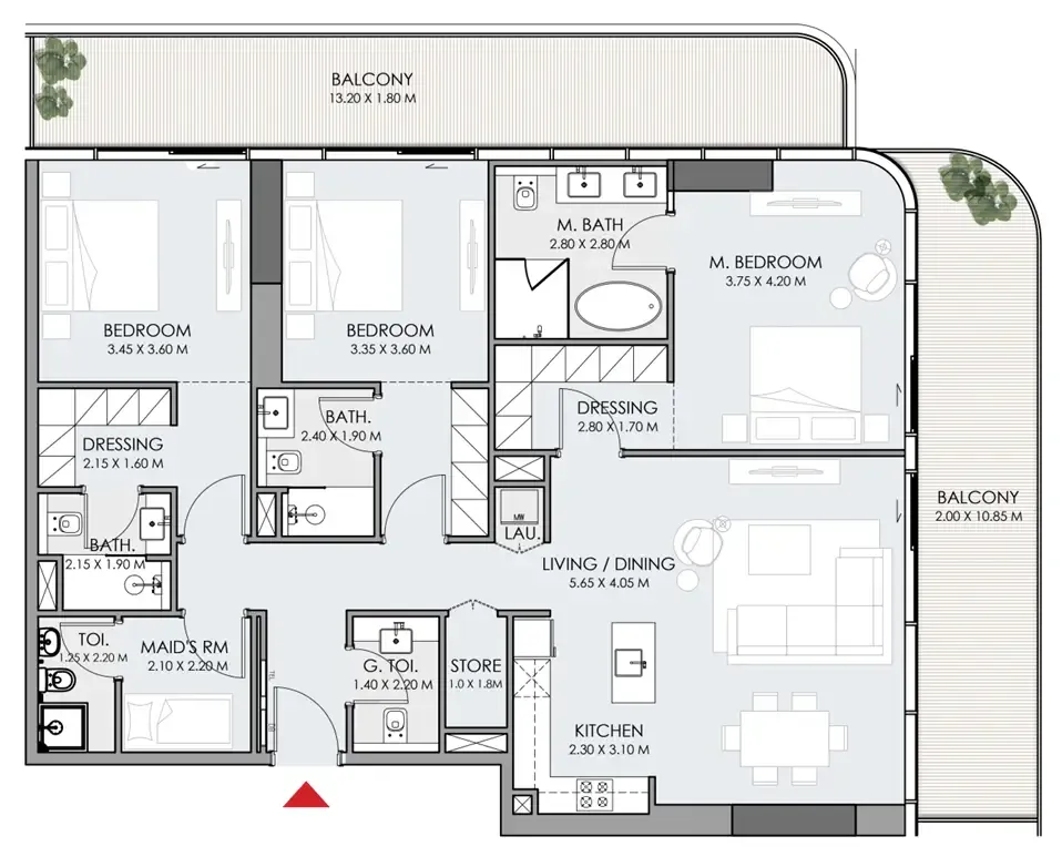 Do Hotels and Residences 3 bed floor plan, 2,062 sqft