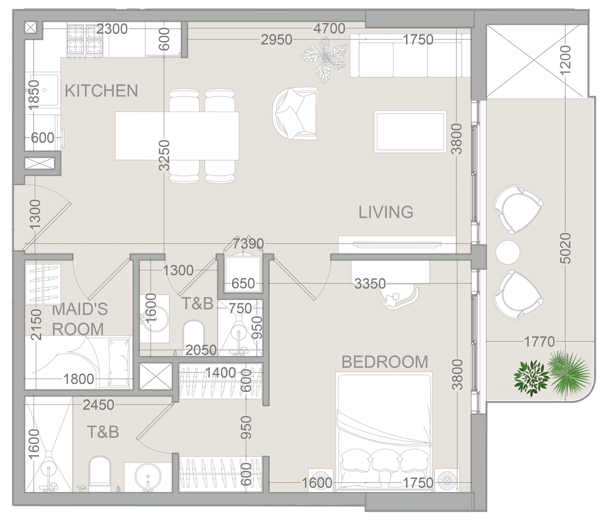TETR1S Tower 1 bed floor plan, 754 sqft