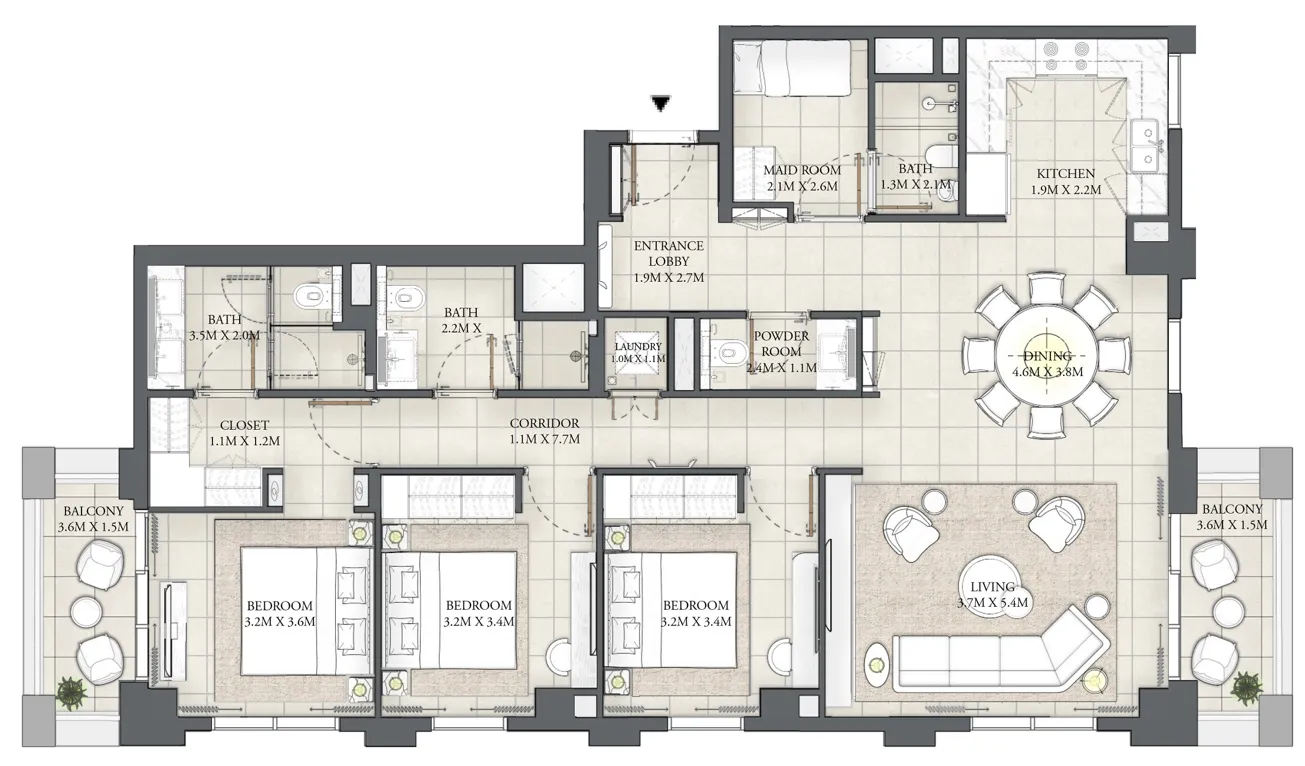 Cedar 3 bed floor plan, 1,691 sqft