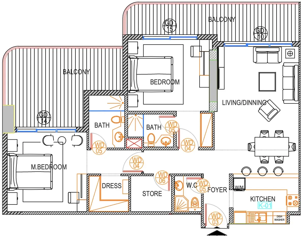 Urban Life 2 bed floor plan, 1,575 sqft