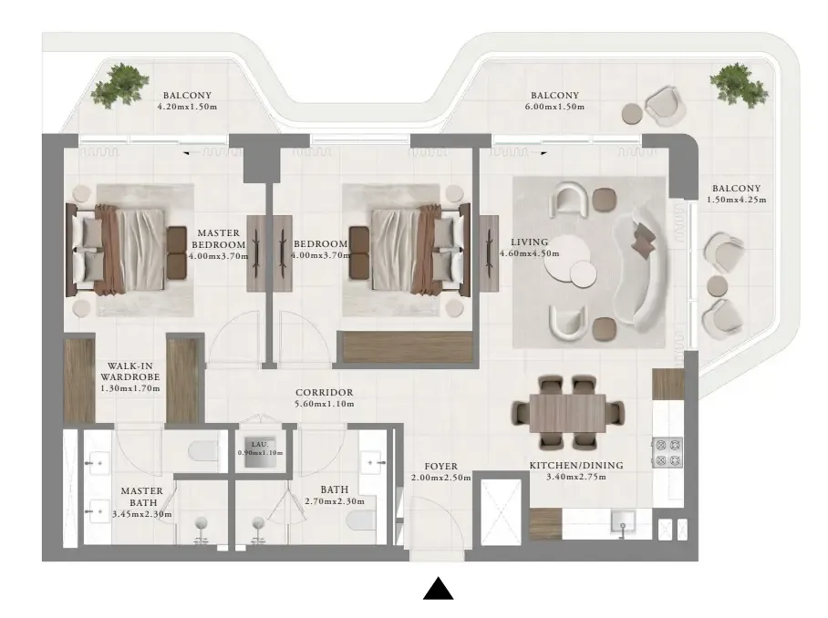 Sera 2 2 bed floor plan, 1,336 sqft