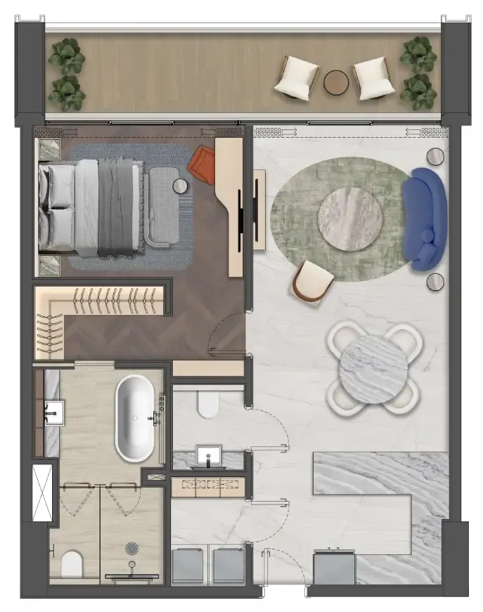 Mas Barsha Residency 1 bed floor plan, 1,022 sqft
