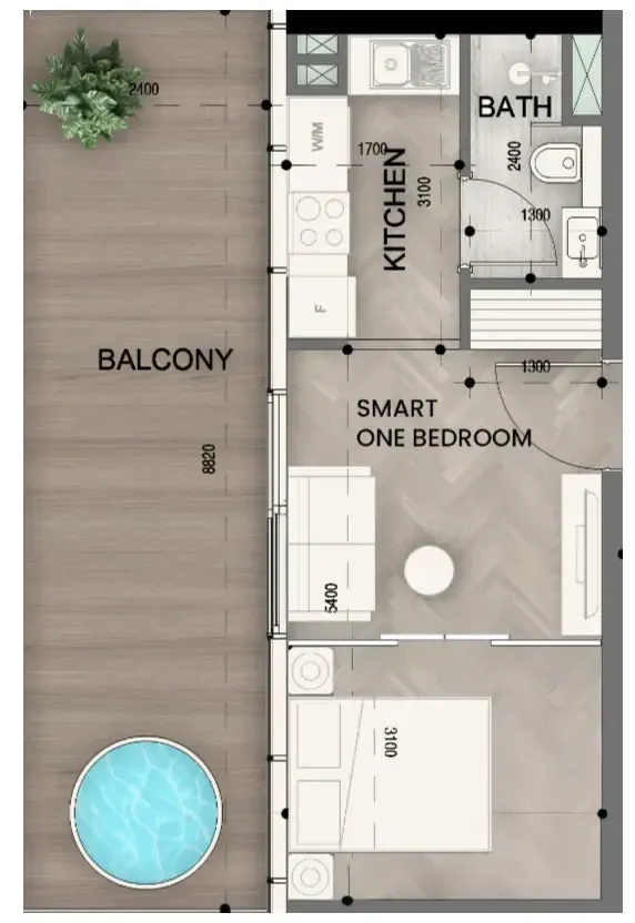 Sky Line by Peace Homes Studio floor plan, 546 sqft