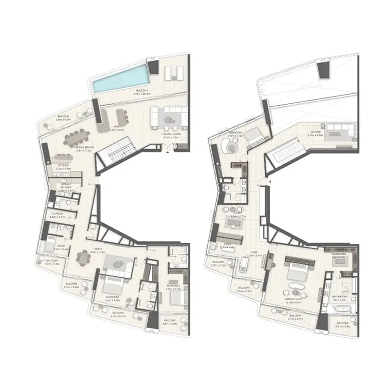 LIV Lux 4 bed floor plan, 7,270 sqft