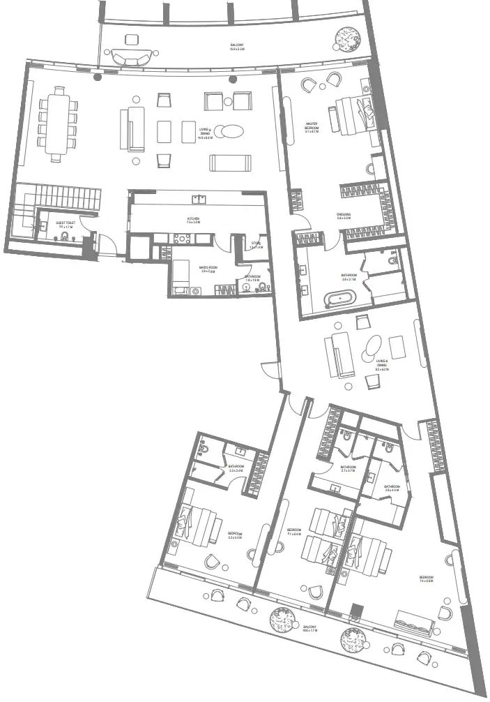 Anantara Sharjah Resort 4 bed floor plan, 8,450 sqft