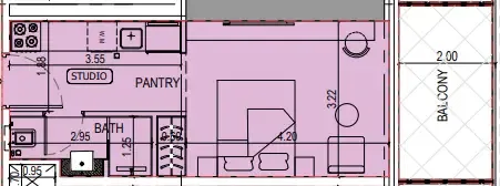 Binghatti Sky Terraces Studio floor plan, 388 – 389 sqft