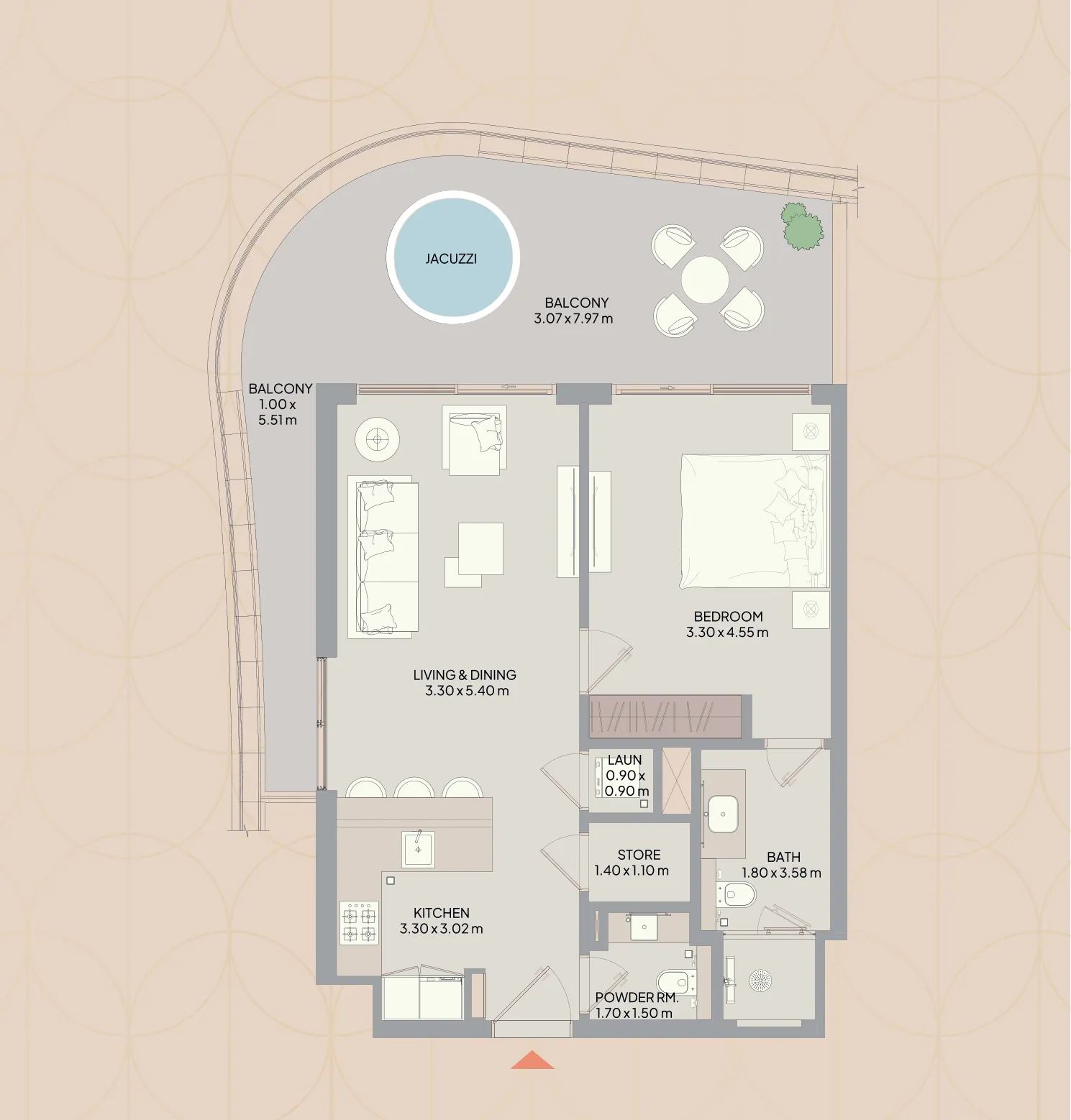Mayfair Nexus 1 bed floor plan, 939 – 940 sqft