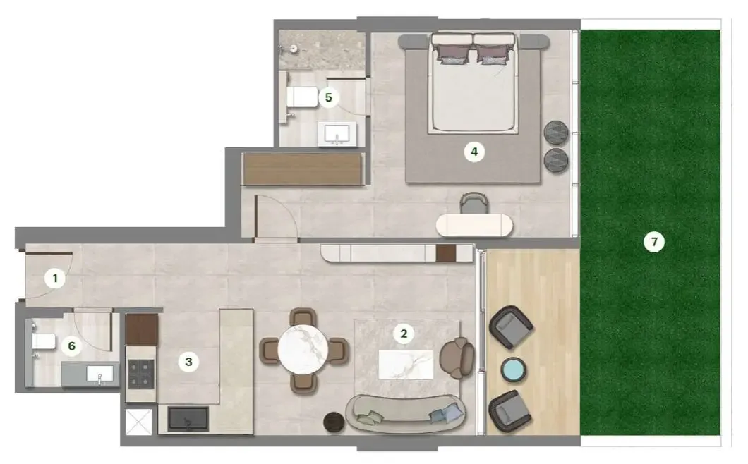 Parkgreen Residences 1 bed floor plan, 889 sqft