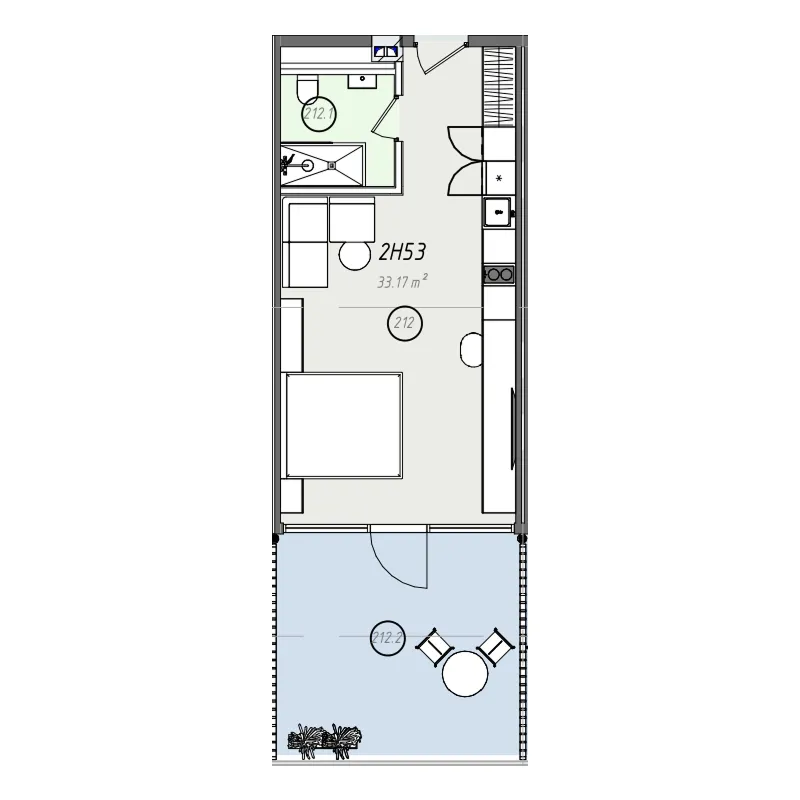 ZEN Studio floor plan, 355 sqft