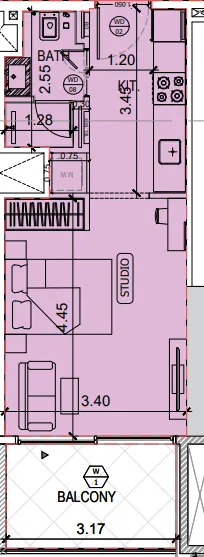 Binghatti Amberhall Studio floor plan, 390 sqft