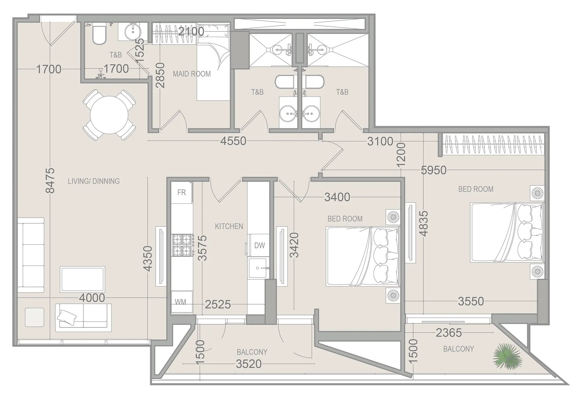 EVERGR1N House 4 2 bed floor plan, 1,237 – 1,238 sqft