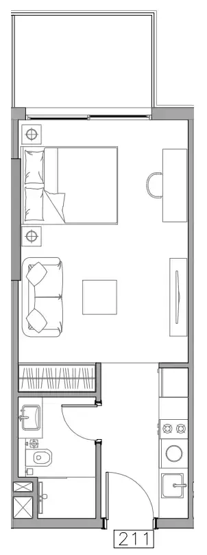 Trevino Studio floor plan, 394 sqft