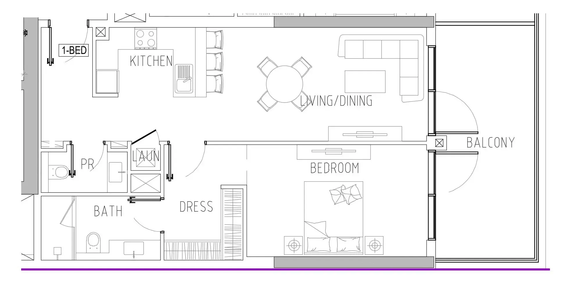 Damac Riverside Views 1 bed floor plan, 960 sqft