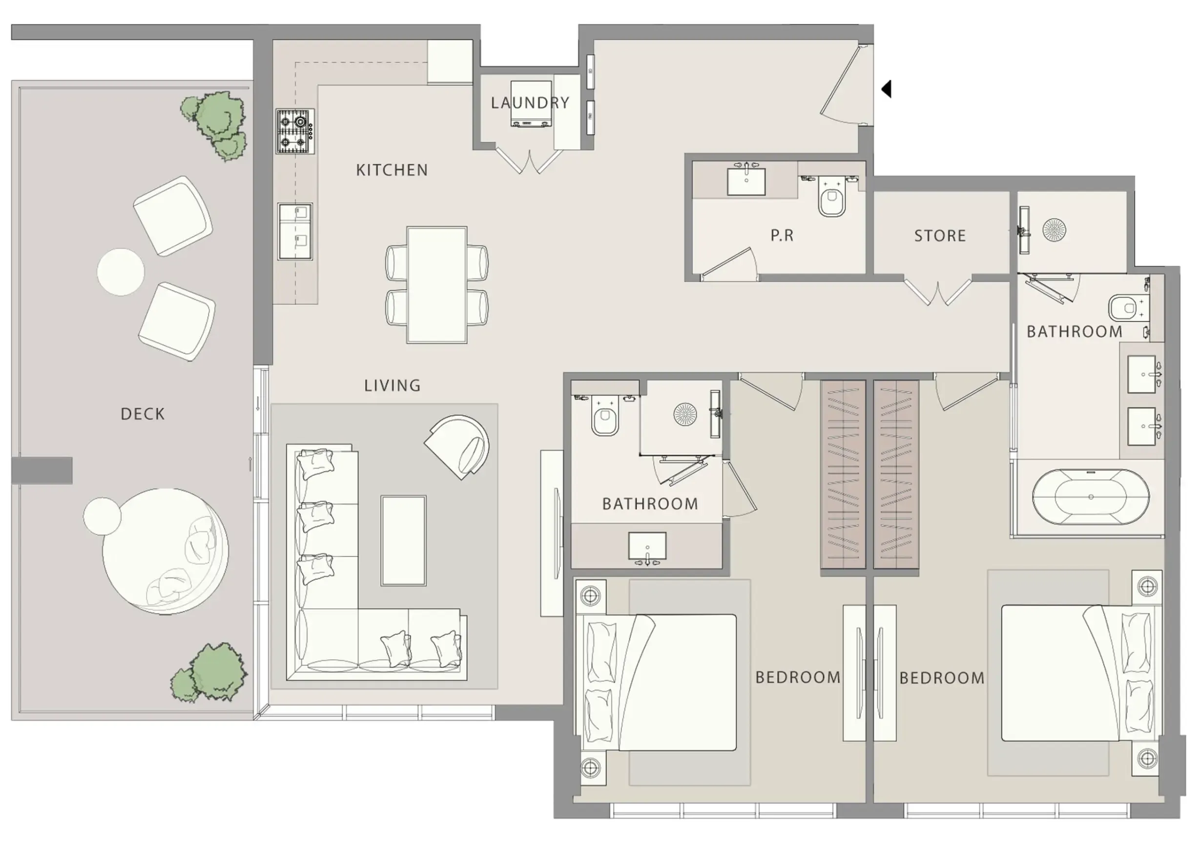 Uno-Luxe 2 bed floor plan, 1,484 sqft