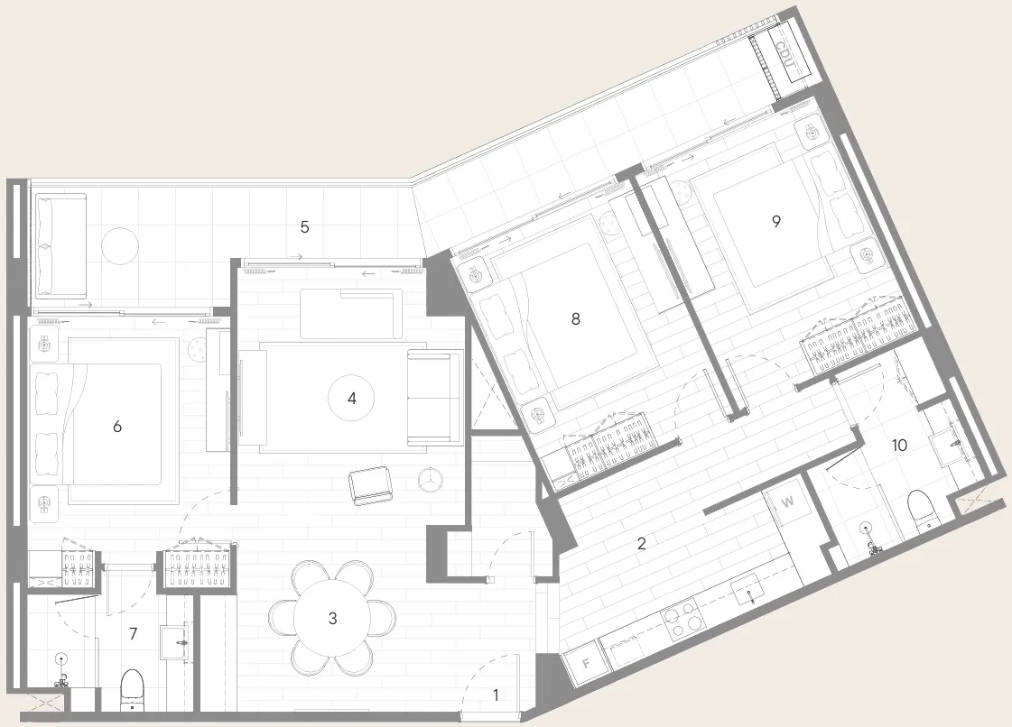 Sudara 3 bed floor plan, 1,335 sqft