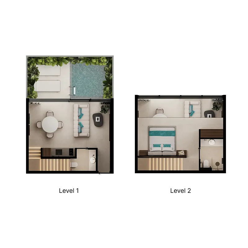 Pandawa Dream 1 bed floor plan, 753 sqft