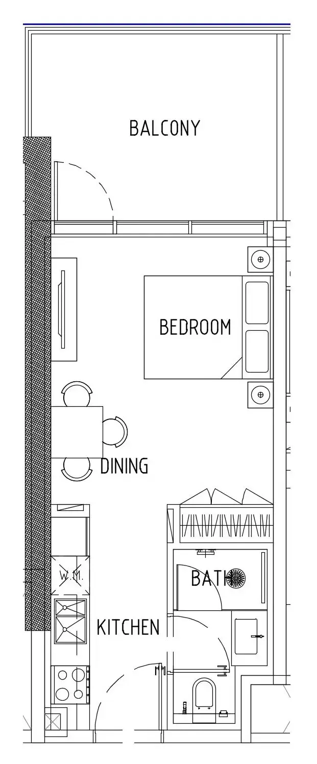 Damac District Studio floor plan, 437 sqft