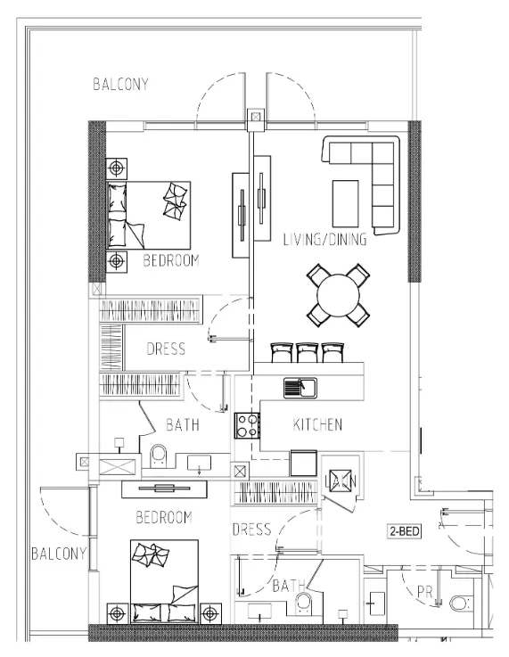 Damac Riverside Views 2 bed floor plan, 1,458 sqft
