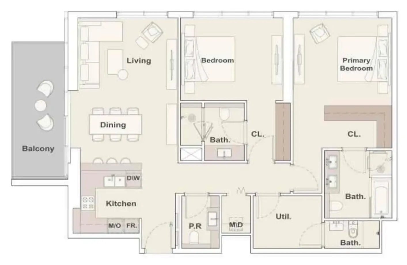 The Quayside 2 bed floor plan, 1,421 sqft