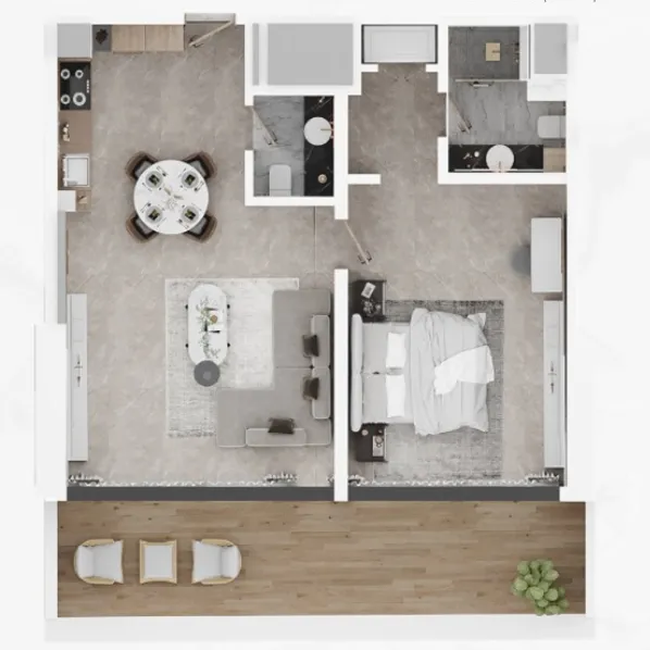 Electra Acube 1 bed floor plan, 893 – 896 sqft