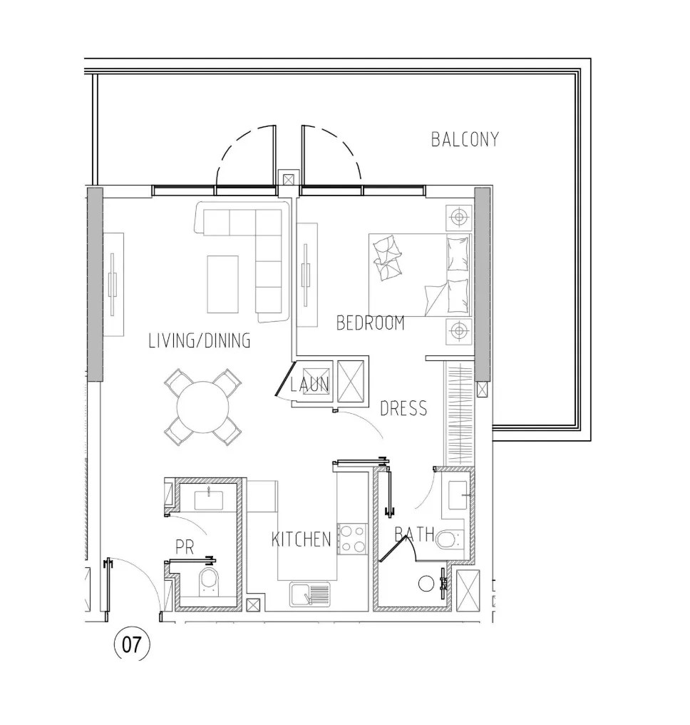 Damac Riverside Views 1 bed floor plan, 972 sqft