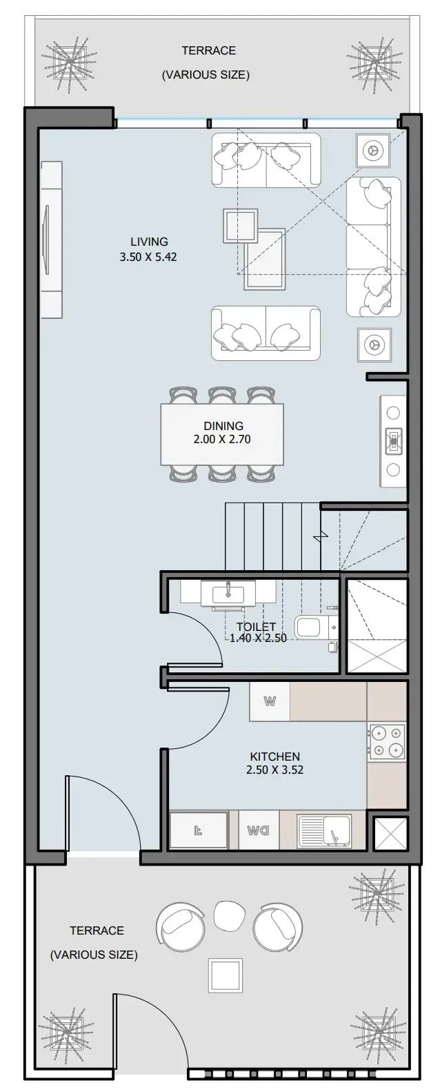 The District 4 bed floor plan, 2,524 – 2,568 sqft