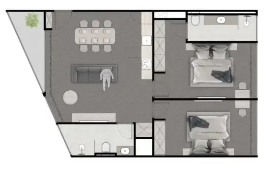 Next Point Condominium 2 bed floor plan, 1,012 sqft