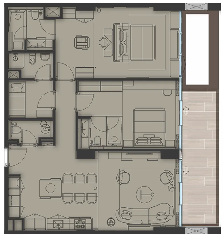 Sea Cliff by Imtiaz 2 bed floor plan, 1,402 sqft