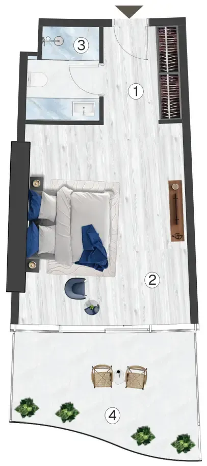 Radisson Blu Hotel & Residences Studio floor plan, 544 sqft