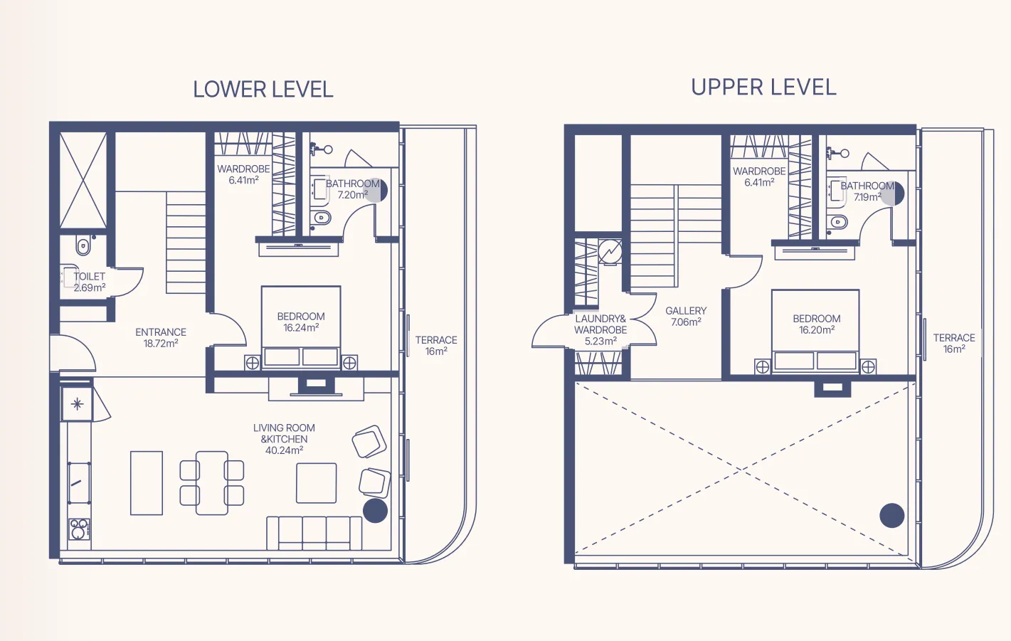 Gianfranco Ferre Residences 2 bed floor plan, 1,652 – 1,768 sqft