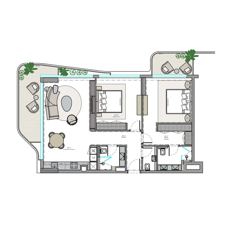 Helvetia Verde 2 bed floor plan, 1,349 sqft