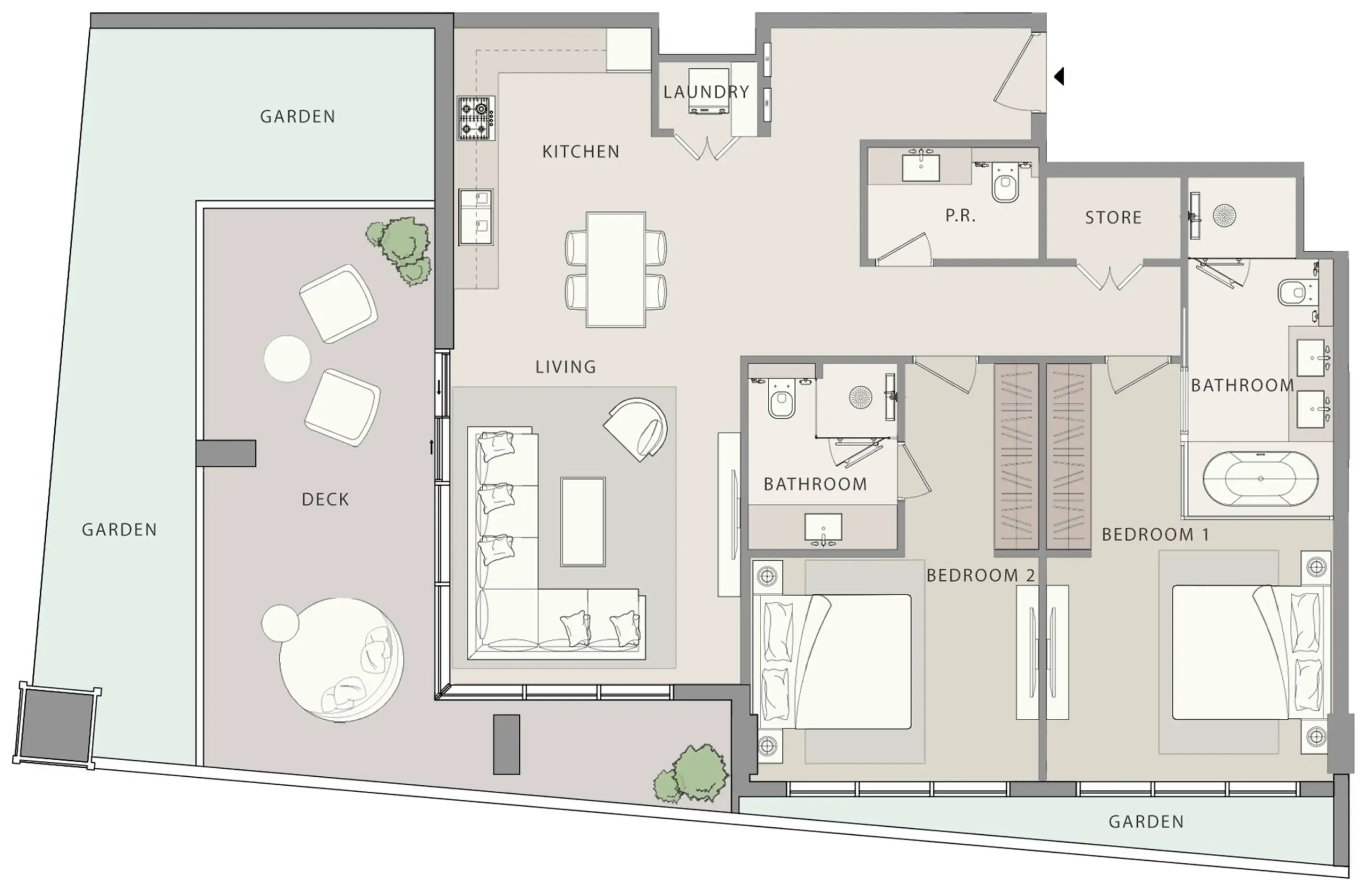 Uno-Luxe 2 bed floor plan, 1,854 sqft
