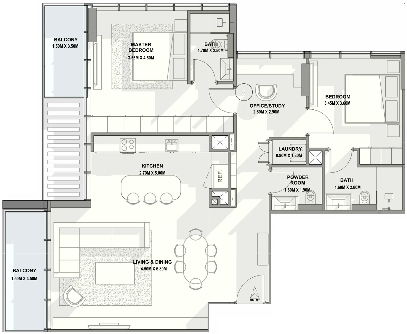 Allegro Residences 2 bed floor plan, 1,324 sqft