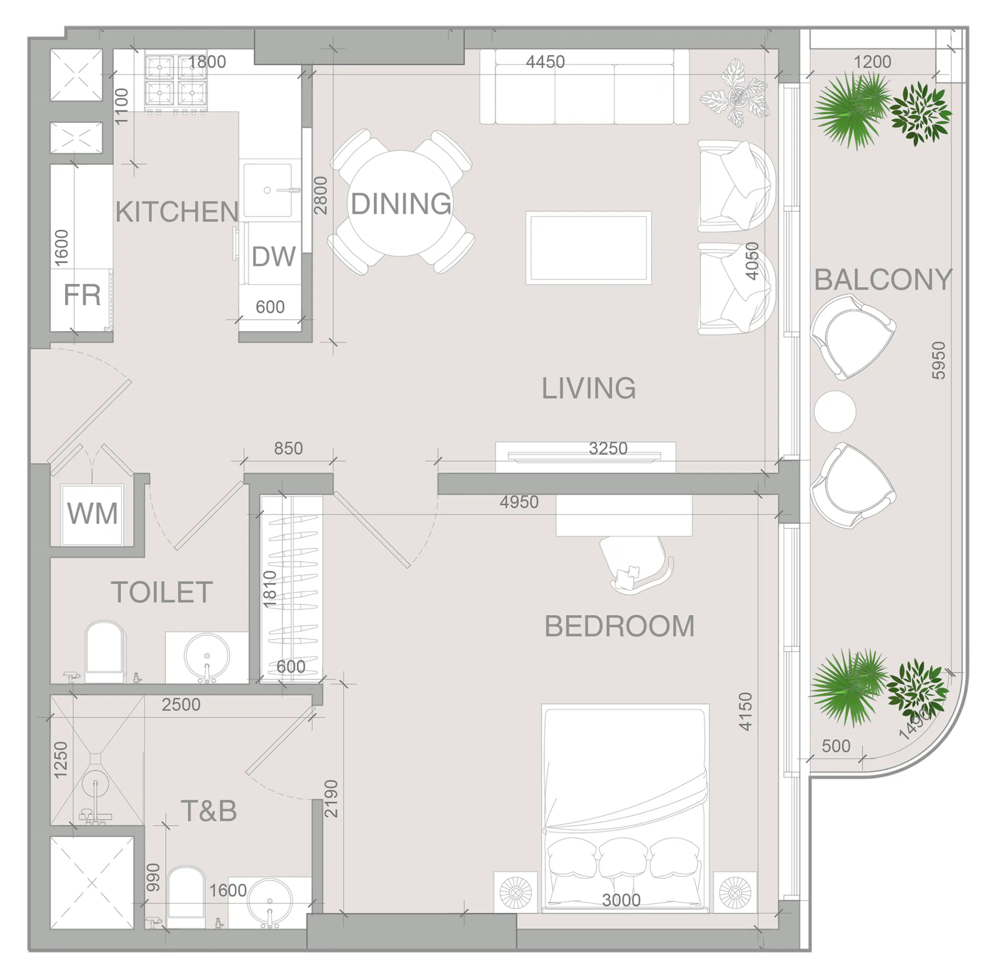 VERDAN1A 4 1 bed floor plan, 772 – 773 sqft