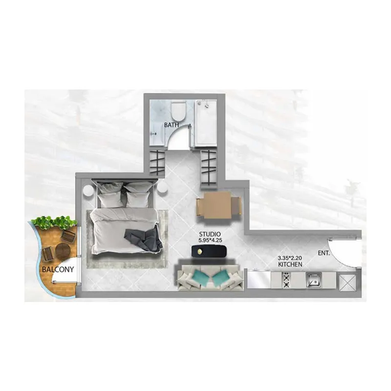 311 Boulevard Studio floor plan, 479 sqft