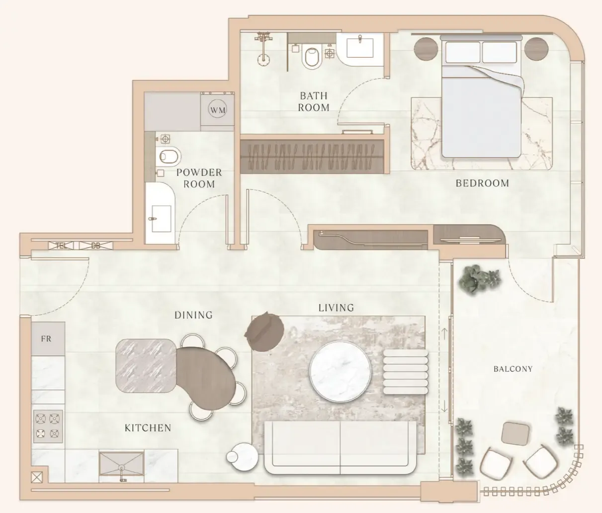 La Vue by MAAIA 1 bed floor plan, 769 sqft