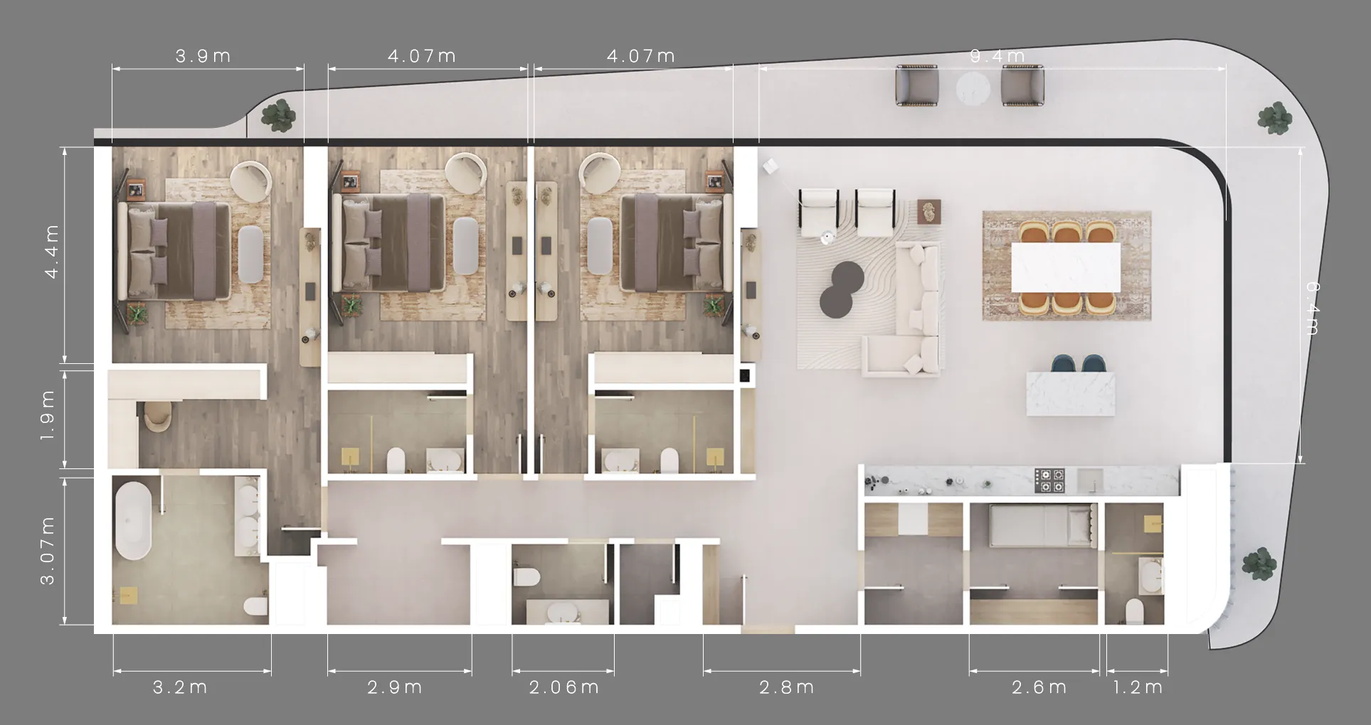 Mamsha Gardens 3 bed floor plan, 2,820 sqft