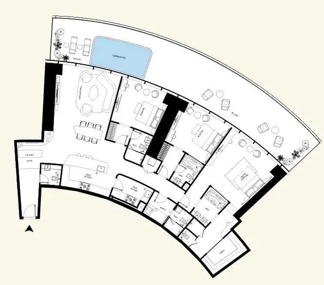 Mercedes-Benz Places by Binghatti 3 bed floor plan, 3,289 sqft