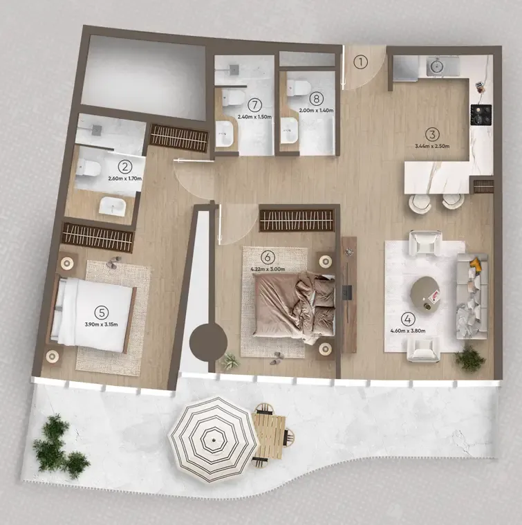 Azure by Lapis 2 bed floor plan, 1,141 – 1,390 sqft