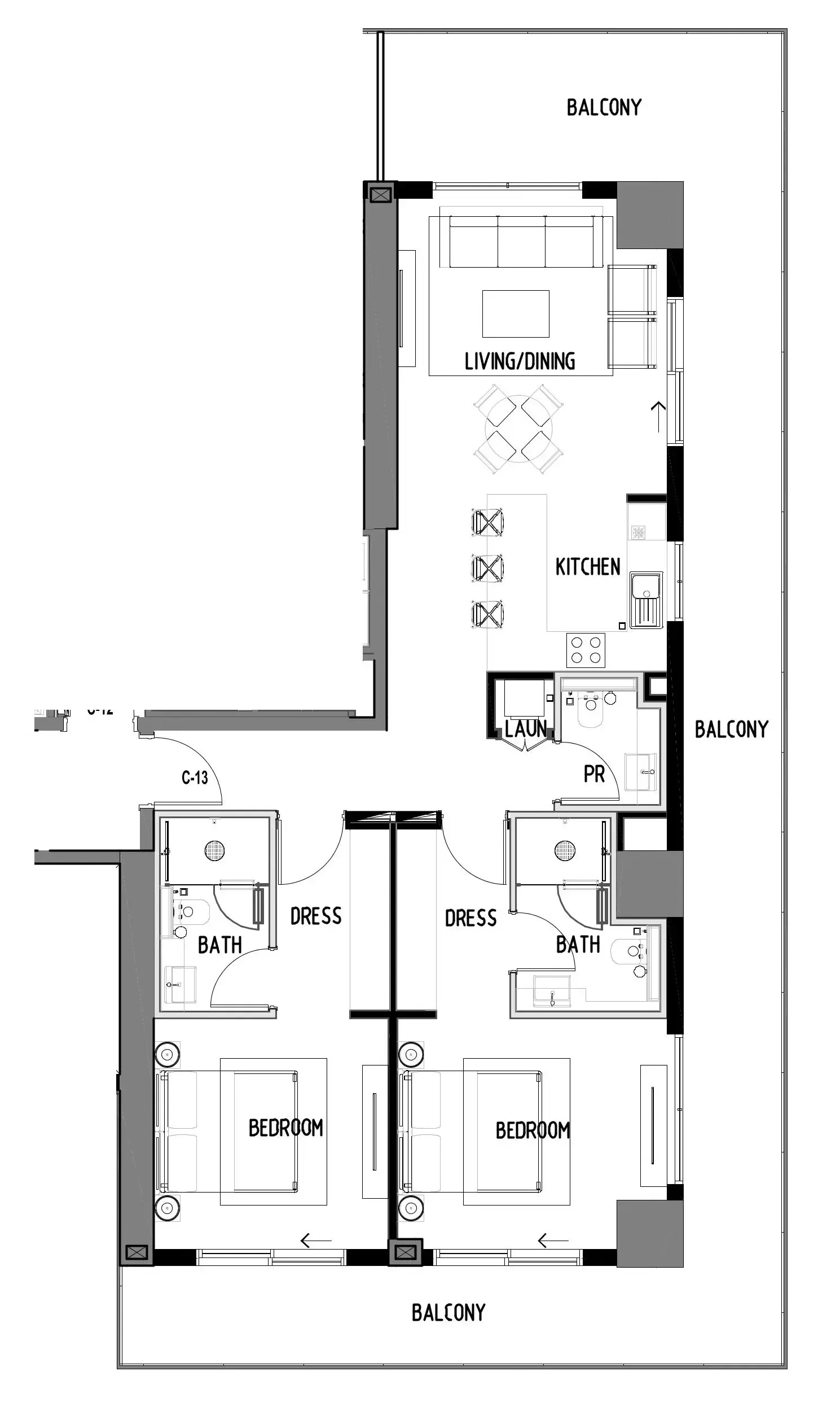 Chelsea Residences 2 bed floor plan, 1,663 sqft
