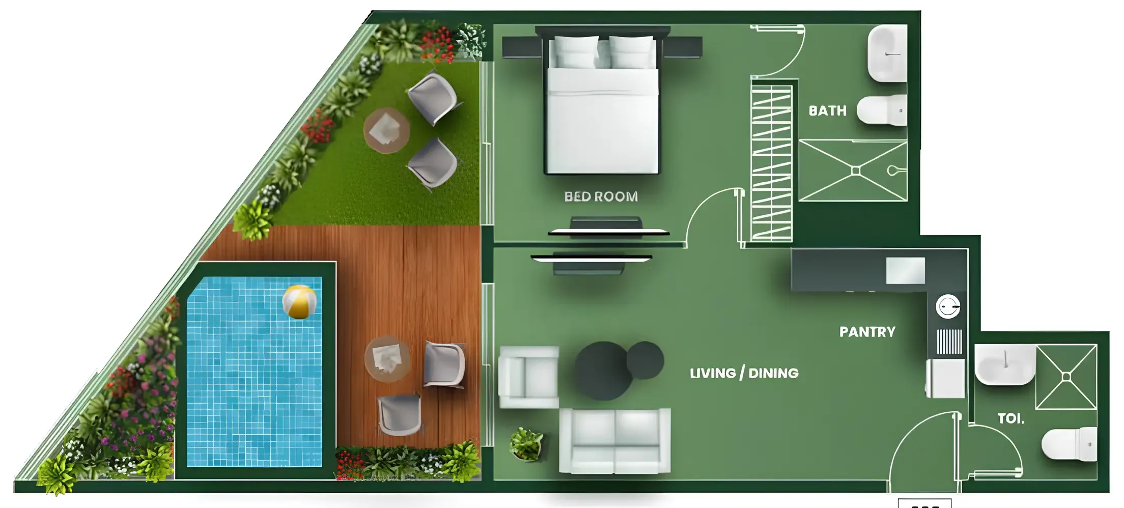 Vincitore Aqua Flora 1 bed floor plan, 898 sqft